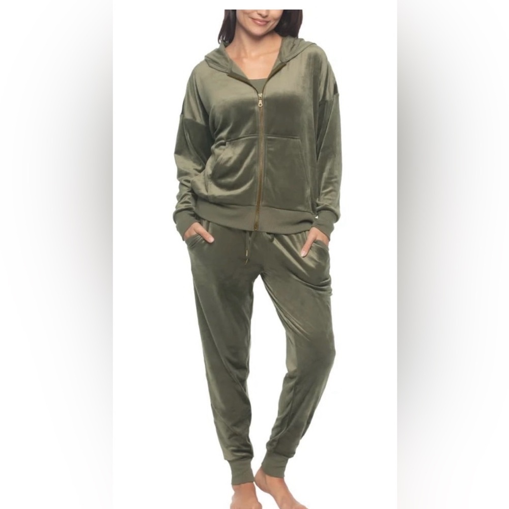 Felina Olive Velour Women's Jogger Set XXL